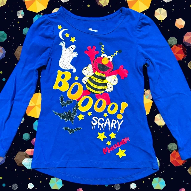 SESAME STREET ELMO Halloween Long Sleeve Kids Shirt. Booo Elmo Glow in