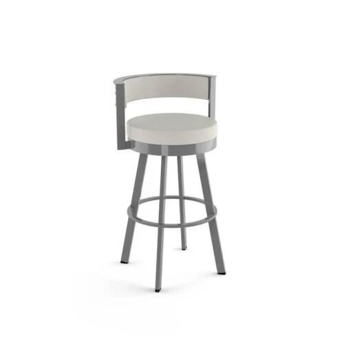 NEW~Amisco Browser 30.13" Swivel Stool~Light Grey & Glossy Grey Metal~MSRP $520!