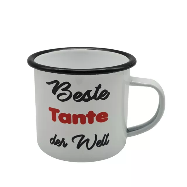 Tasse Beste der Welt - Beste Tante - Emaillebecher weiß - 2 Größen