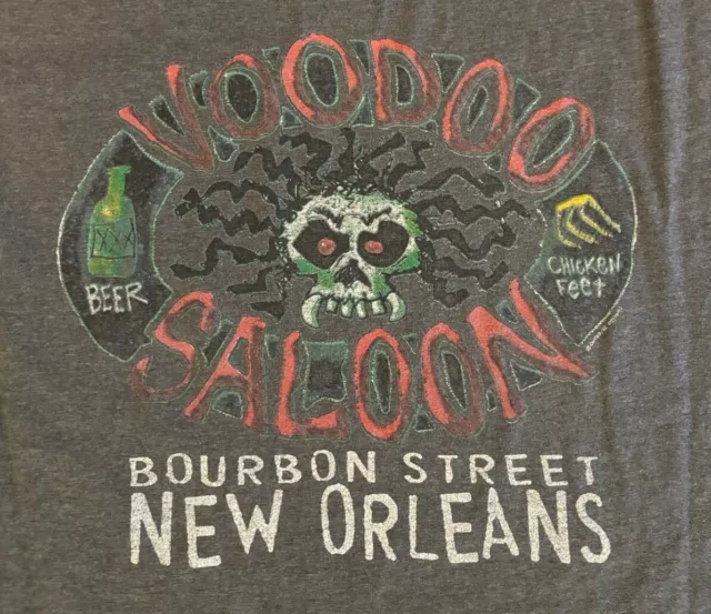 VooDoo Saloon New Orleans Gray T-Shirt 2XL Tall Double Sided Bourbon Street