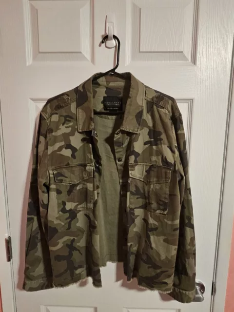 SANCTUARY Women Size XL Lightweight Camo Cotton Stretch Military Utility Jacket