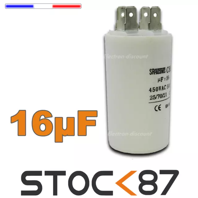 CD16/450# condensateur moteur de démarrage 16µf 450V - capacitor 16 uf motor