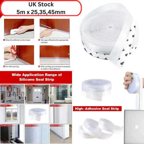 Adhesivo Silicona Excluyente Clima Sello Tira Tapón Puerta Ventana Cinta