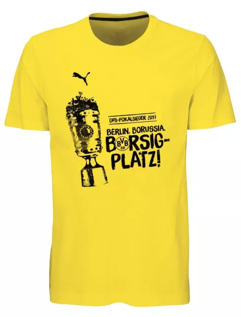 PUMA Men / Herren BVB WINNER TEE Pokalfinale 2017 / T-Shirt RETRO SALE