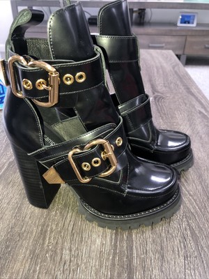 High Heel Lug Sole Ankle Boots Sz 
