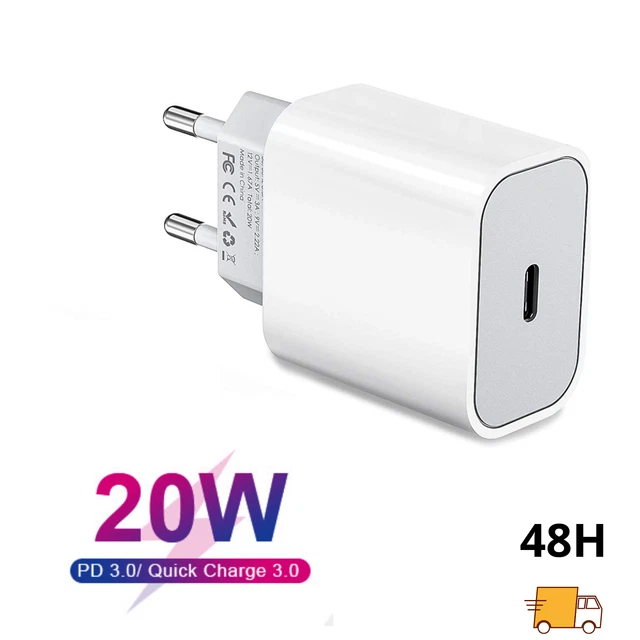 Chargeur Rapide 20W USB-C IPhone + Câble 2m – PD 3.0 Pour IPhone 14/13/12/11, IPad – MFi Certifié