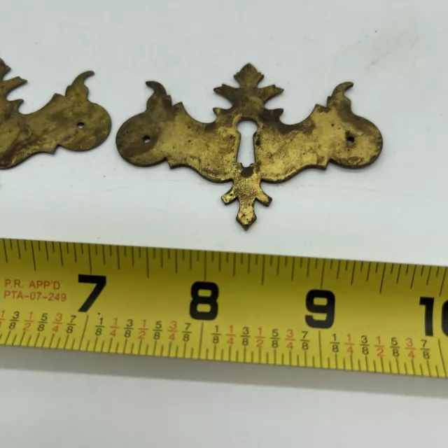 Antique Sheet Brass Escutcheon Small Key Hole Restoration  Set Of 2 2