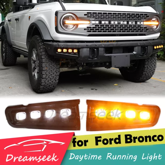 Pour Ford Bronco Everglades Raptor 21+ LED Feux Diurne DRL Brouillard Clignotant