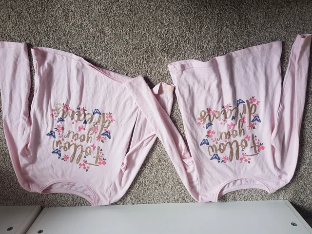 4 Items Twin Girls 2 Dresses 2 T Shirts Age 6 7 8 Years Pink White Bundle 2