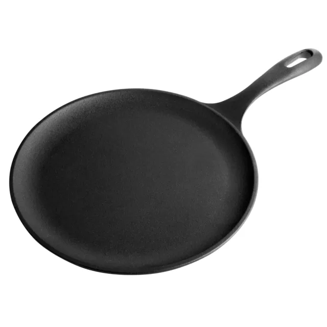 10.5-Inch Cast Iron Comal Griddle Pan with a Long Handle, Preseasoned with Fl...