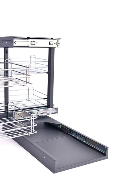 4 Cestelli Estraibili Per Angolo Cieco Cucina - Acciaio Inox, Per Mobile 90-100cm