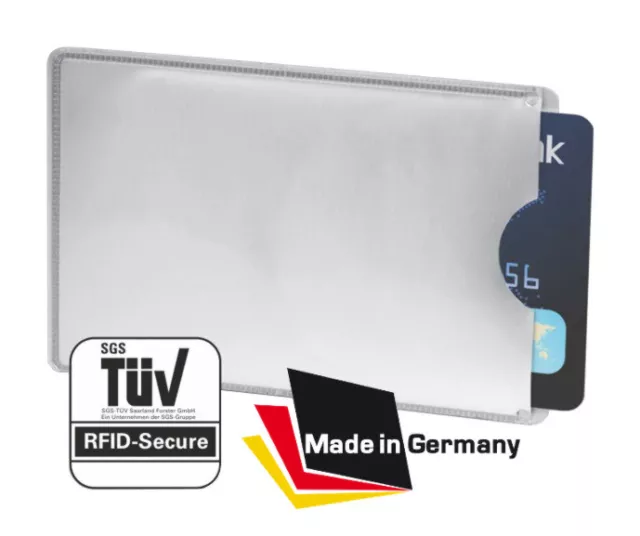 RFID Blocker NFC Schutzhülle EC Kartenhülle Soft Silber Personalausweis TÜV Gepr 3