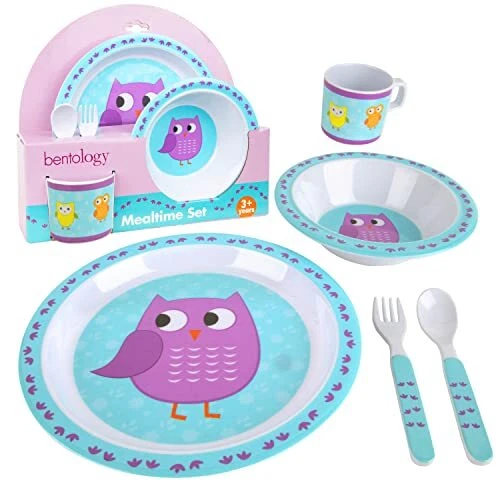5 Pc Mealtime Baby Feeding Set for and Toddlers - Includes Plate Bowl Cup For...