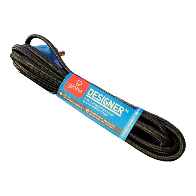 Cable de extensión de tela Globe Designer Series 9 ft 3 salidas polarizadas ángulo recto
