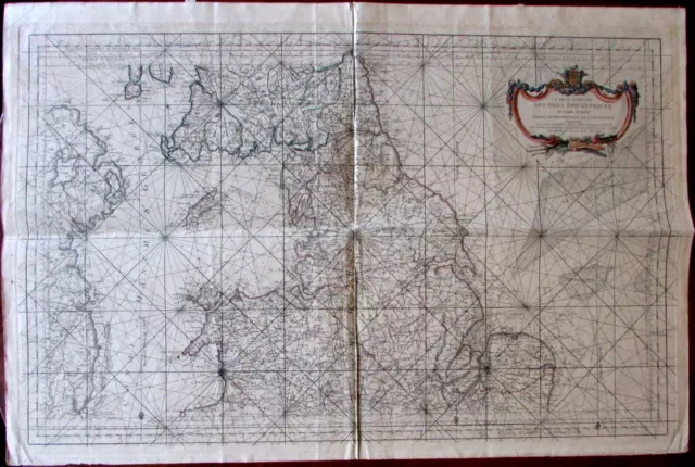 northern England Scotland Wales Ireland 1760 Bellin rare huge sea chart map