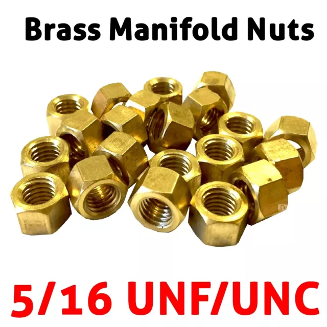 Brass Manifold Nuts UNF UNC 5/16 Exhaust Brass Nuts for Manifold Studs High Temp