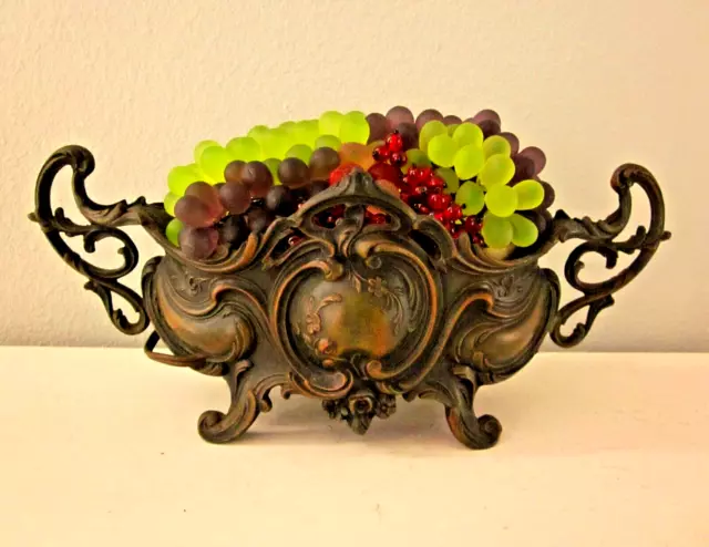 CZECH. 1920"s ART GLASS FRENCH FRUIT BASKET TABLE  LAMP... SIGNED & NUMBERED