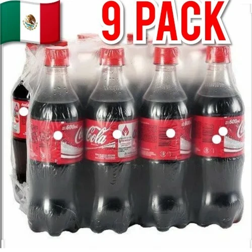 9 PACK MEXICAN CocaCola Cane Sugar Bottles 600ml Coke Hecho Mexico 47
