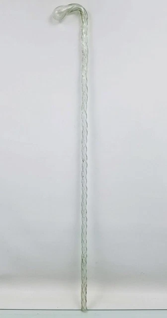 40” Vintage Hand Blown All Hollow Glass Aqua Twist Folk Art Walking Stick Cane