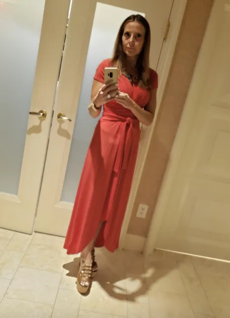 MICHAEL Michael Kors Womens Dress Red Size XS Maxi V-Neck Jersey $125