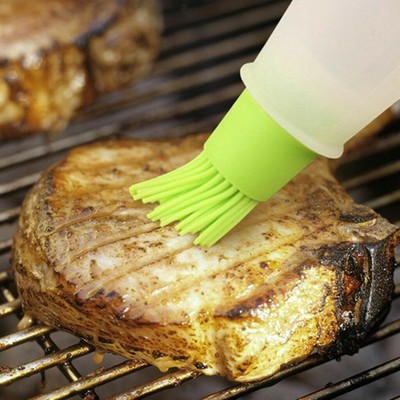 Onsinic Silicone Bottiglia di Olio per Cottura Barbecue Bottiglie Baking Pancake Kitchen Accessori Stoccaggio con Pennello Strumenti Barbecue 