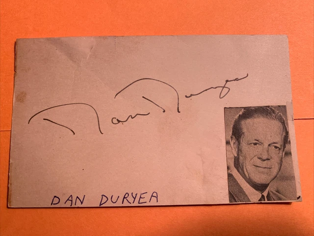 Dan Duryea Autographed Index Card No COA