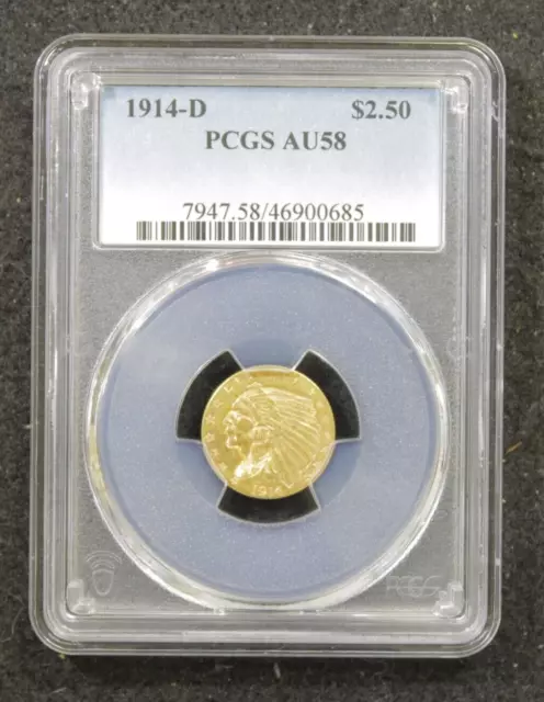 1914-D $2.50 Indian Head Gold Quarter Eagle - PCGS AU58