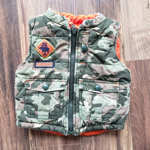 Vintage Boys Camo OshKosh Puffer Vest Baby Toddler 12 Month