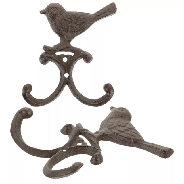 2 Pcs Cast Iron Bird Hook Metal Wall Hanger Scarves Rack Holder Wrought Hooks