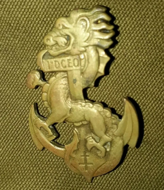 Insigne Original Service Des Essences En Extrême-Orient (Indochine) Avec Dragon