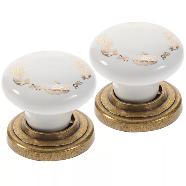 2 Pcs White Ceramics Cabinet Handle Drawer Pulls Closet Door Knobs