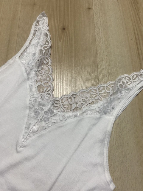 ✅ Camicia ascella donna vintage Triumph taglia 46 canottiera top con pizzo cotone mako