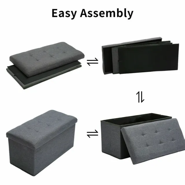 Ottoman Storage Seat Stool Trunk Toy Chest Bedding or Blanket Box Folding Bench 3