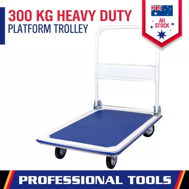 Folding Platform Trolley Hand Truck Foldable Cart Heavy Duty 300kg Industrial