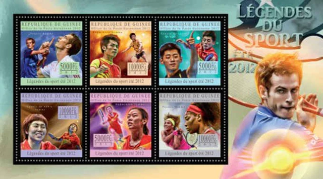 Guinea - Tennis Legends - 6 Briefmarke Blatt - 7B-1985