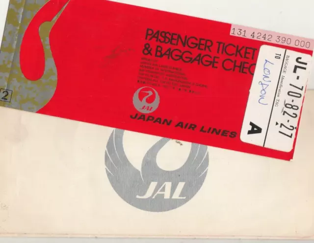 JAPAN RARE PASSENGER Ticket & Ticket wallet, Baggage Tag JAPAN AIR ...