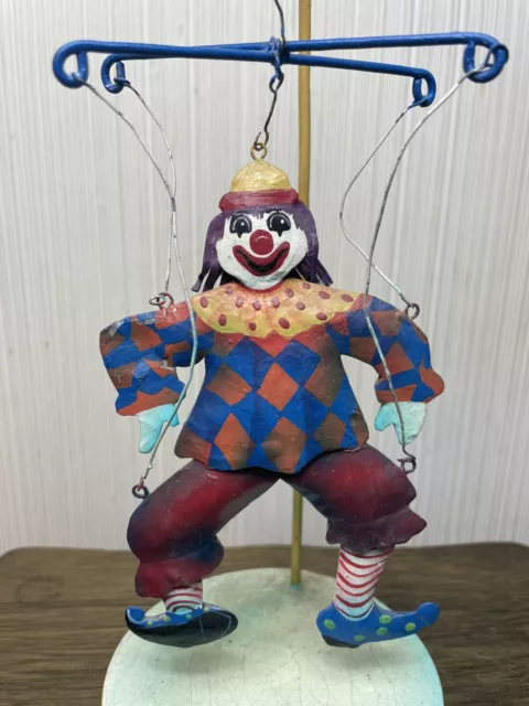 Circus Clown Marionette Puppet Tin Toy Folk Art Figurine Unique Collectible 2