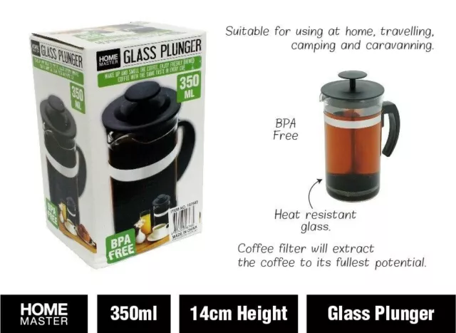 Glass Plunger French Press Coffee Tea Maker Brewing Filter Pot 350ml