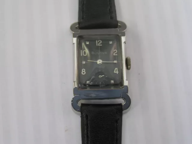 Vintage Bulova Watch Extra Fancy Case White Gold Filled 1959 Cal 8AC 21 Jewels