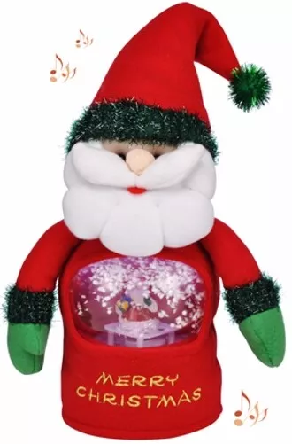 Singende Weihnachtsfigur m. integrierter beleuchteter Schneekugel Weihnachtsmann