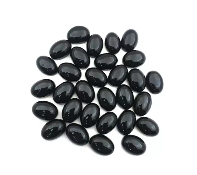 Naturel Onyx Noir Ovale Cabochon Desseré Gemme Lot 14 Pièces 10 14 MM 105 CT