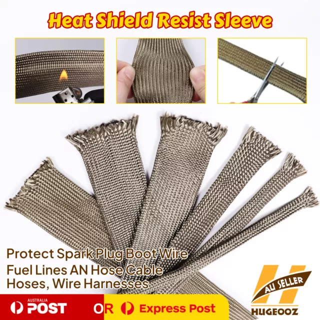 Vehicle Titanuim Heat Shield Hose Wire Cover Expandable Braided Cable Sleeving