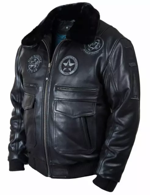 Mens B3 RAF  Jacket Biker Aviator Flying Faux Fur Collar PU Leather Coats