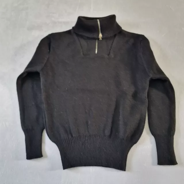 Vintage 1/4 Zip French Jumper -4-5 yrs- Black Acrylic Wool Deadstock NOS  KA54