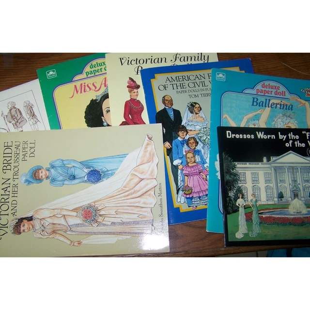 Lot 7 Paper Doll Books Miss America Victorian Vintage Ballerina Bride