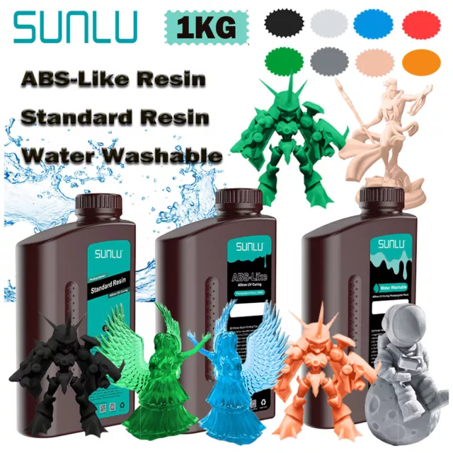 SUNLU 3D Printer Resin 1KG,Standard/Standard Plus/ABS-Like/Water Washable Resin