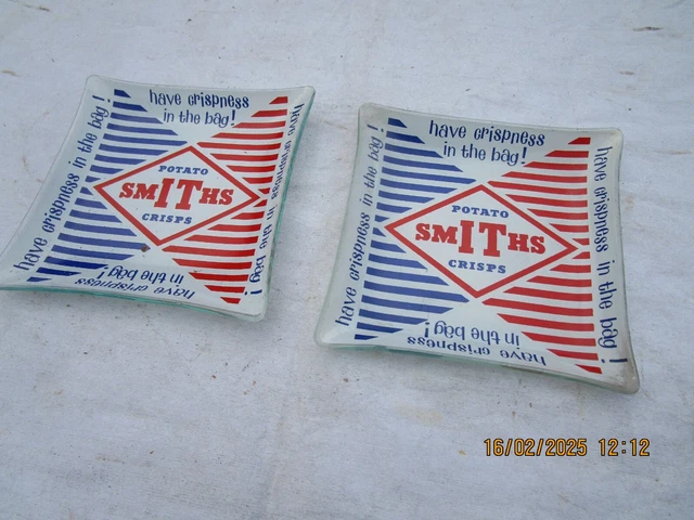 1960S PROMOTIONAL ADVERTISING Smiths Crisps Snack Plates X 2 Vintage £ ...