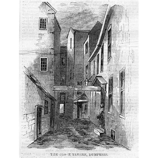 DUMFRIES The Globe Tavern - Antique Print 1859