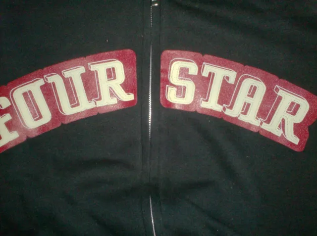 vintage sweatshirt zip-up hooded four star skateboard surf - size S - black new