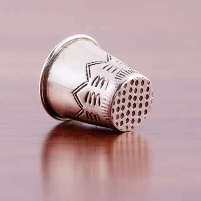 Native American Sterling Silver Thimble Traditional Stamp Work No Monogram